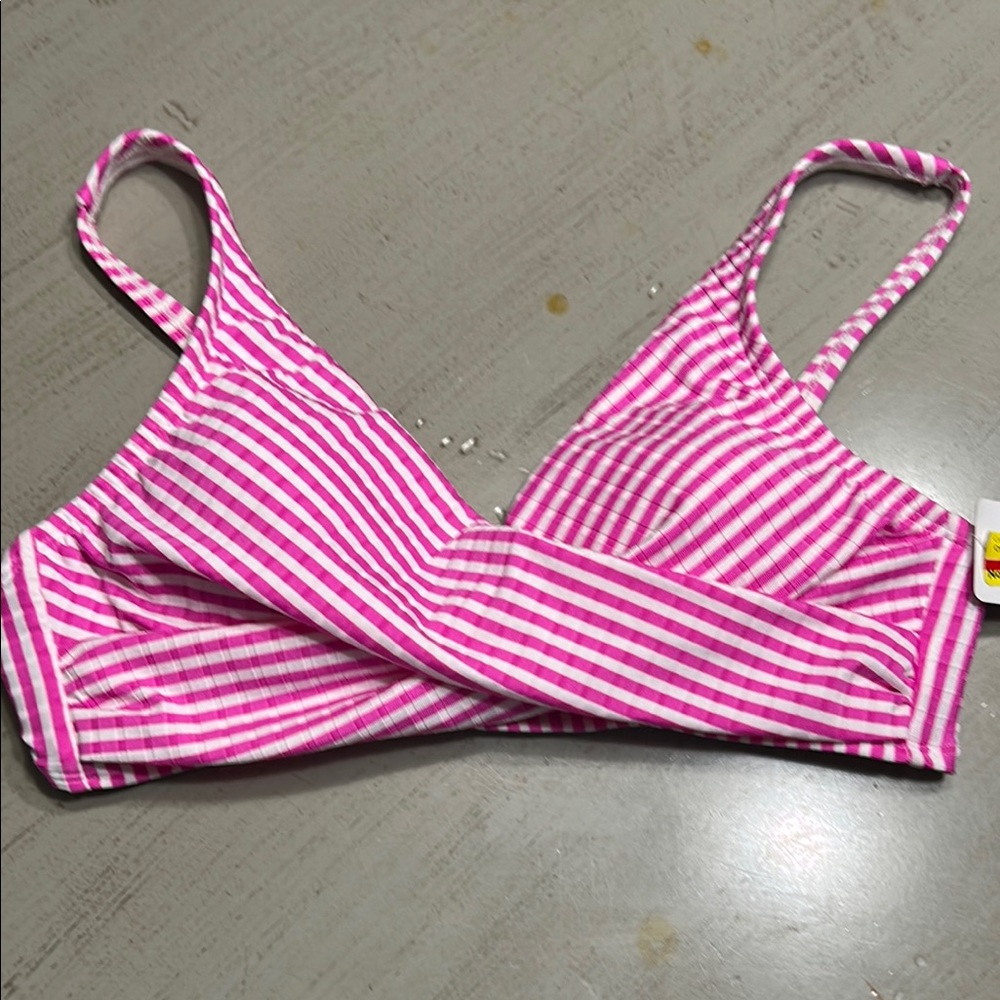 Pink Striped Women's Swim Top